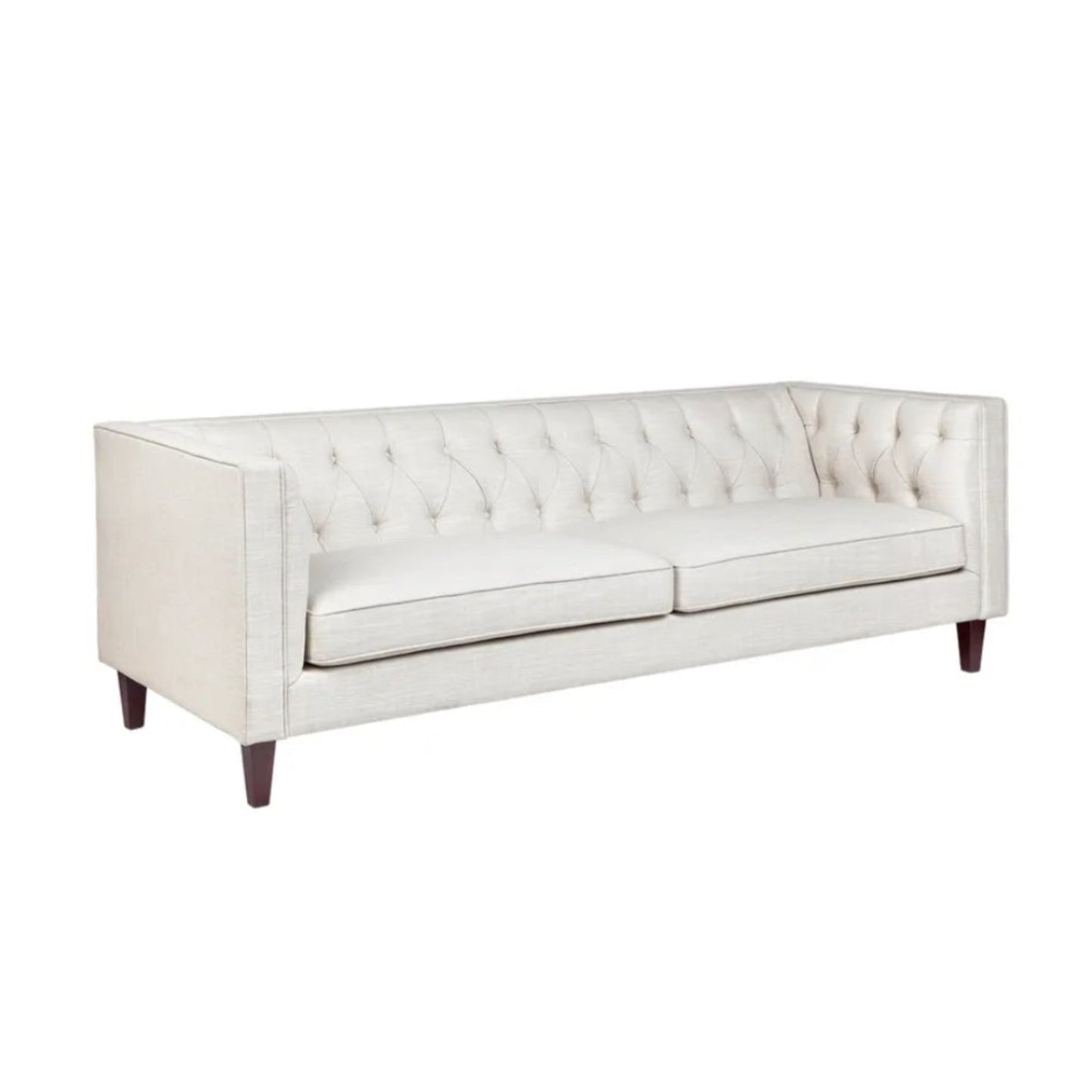 Contemporary 3 Seater Tufted Sofa in Natural Linen
