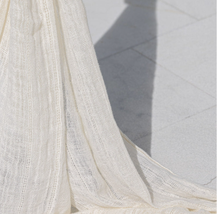 Airia Ivory Linen Sheer Curtain with Tan Leather Rings