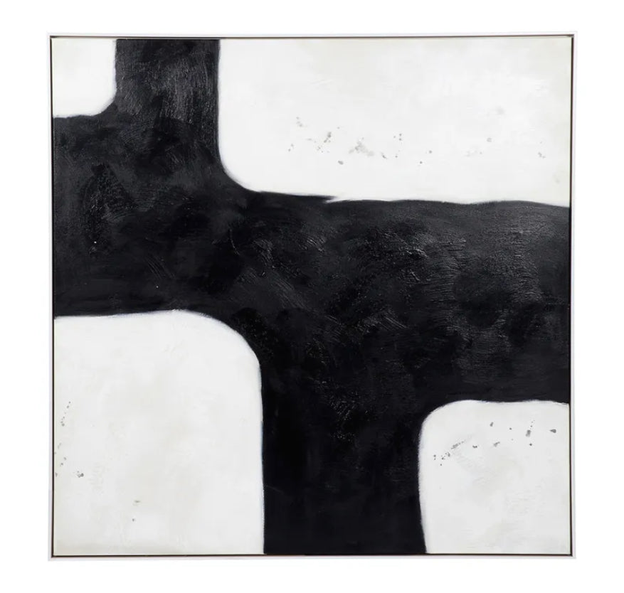 Black and white Hand Painted Oil on Canvas Painting