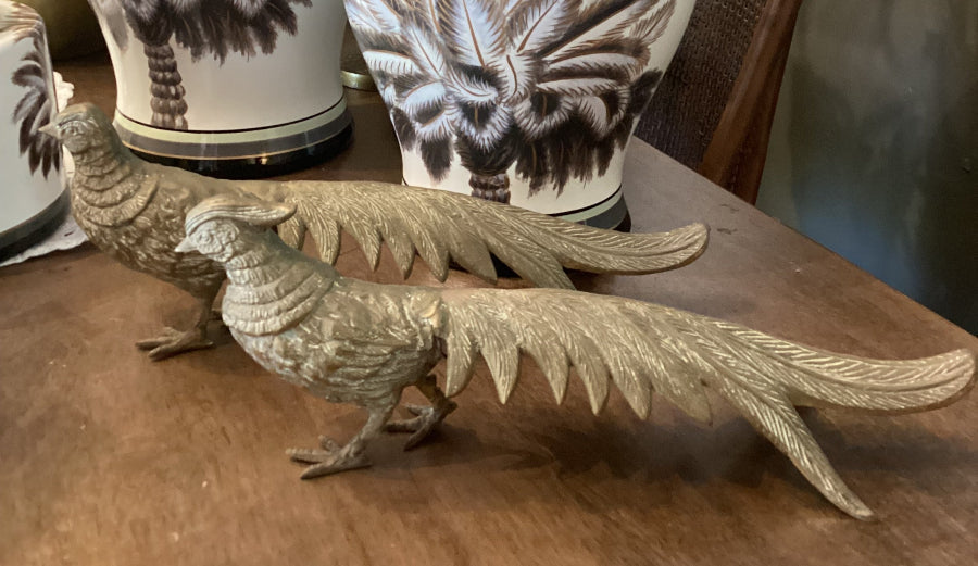 Vintage Brass Pheasants Set