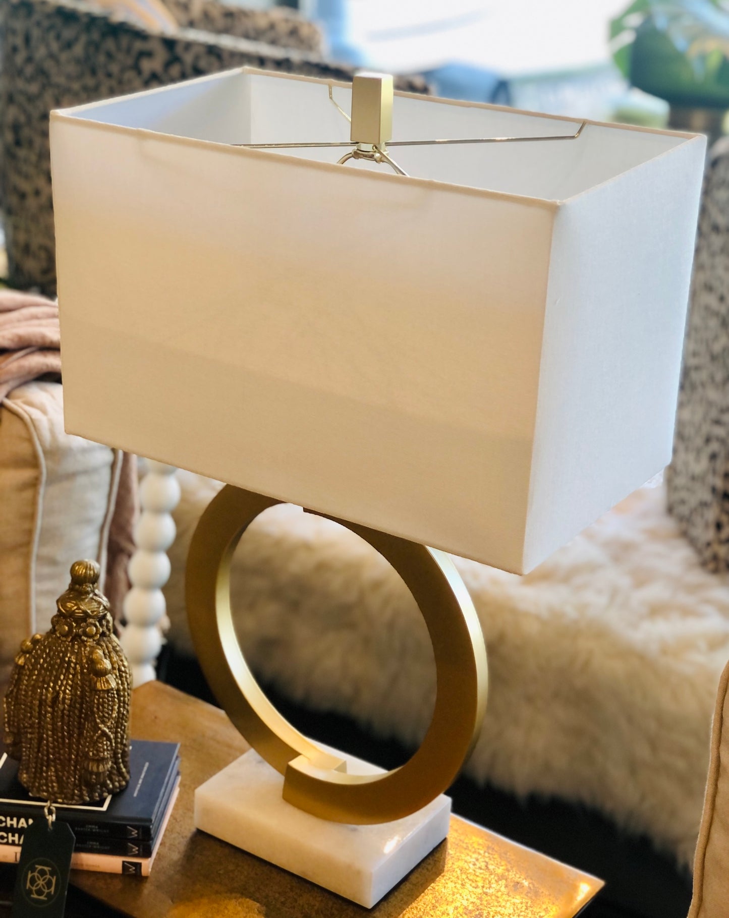 Gold Ring & Marble Table Lamp