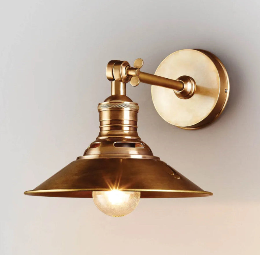 Brass Wall Light & Shade