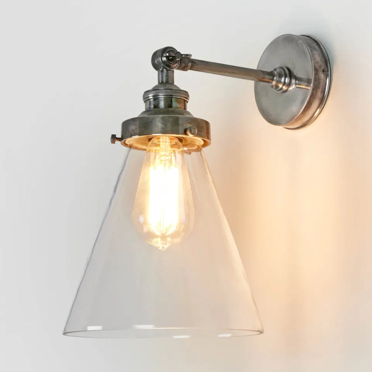 Glass Shade Wall Light in Antique Silver