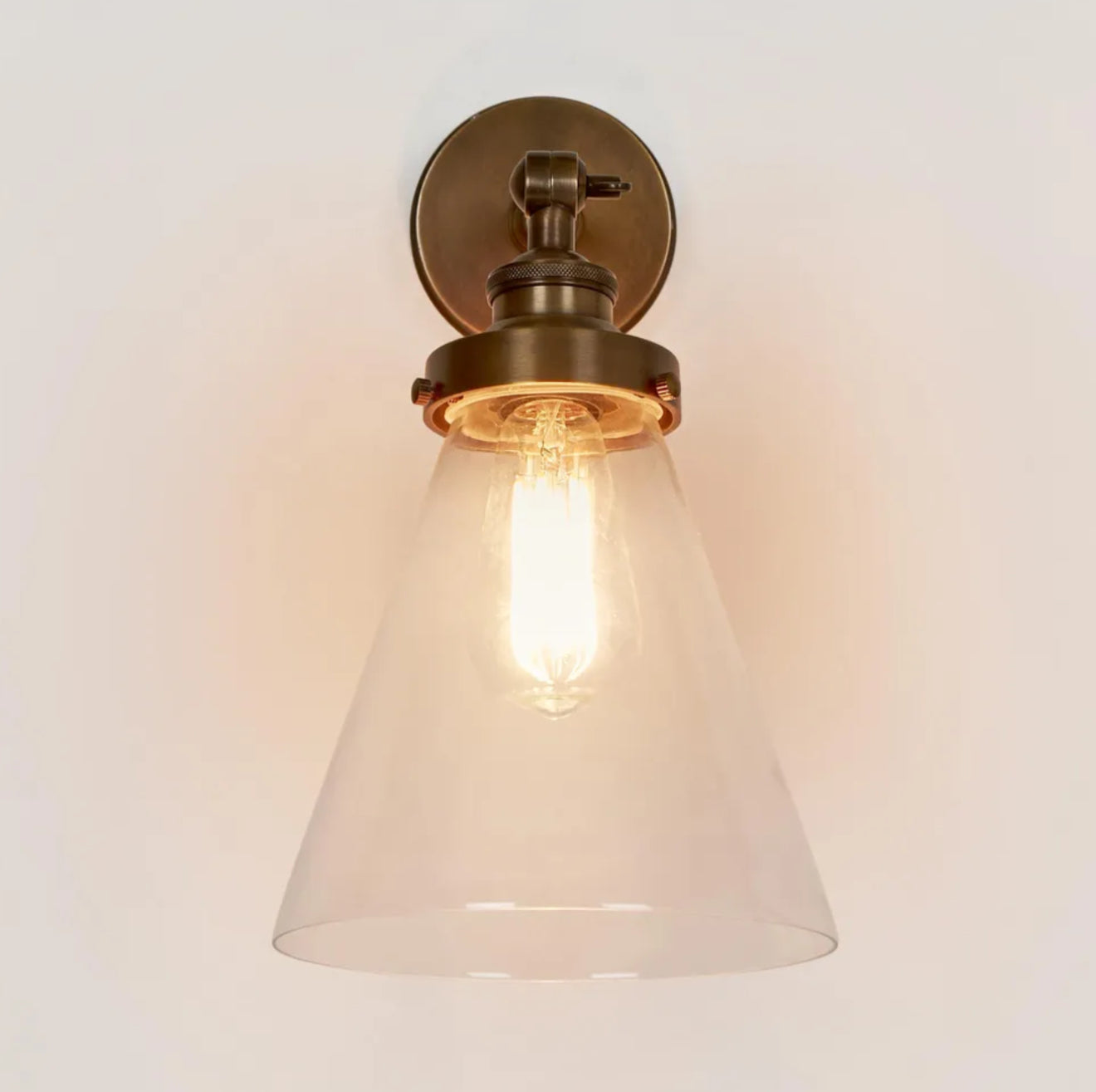 Glass Shade Wall Light in Antique Brass
