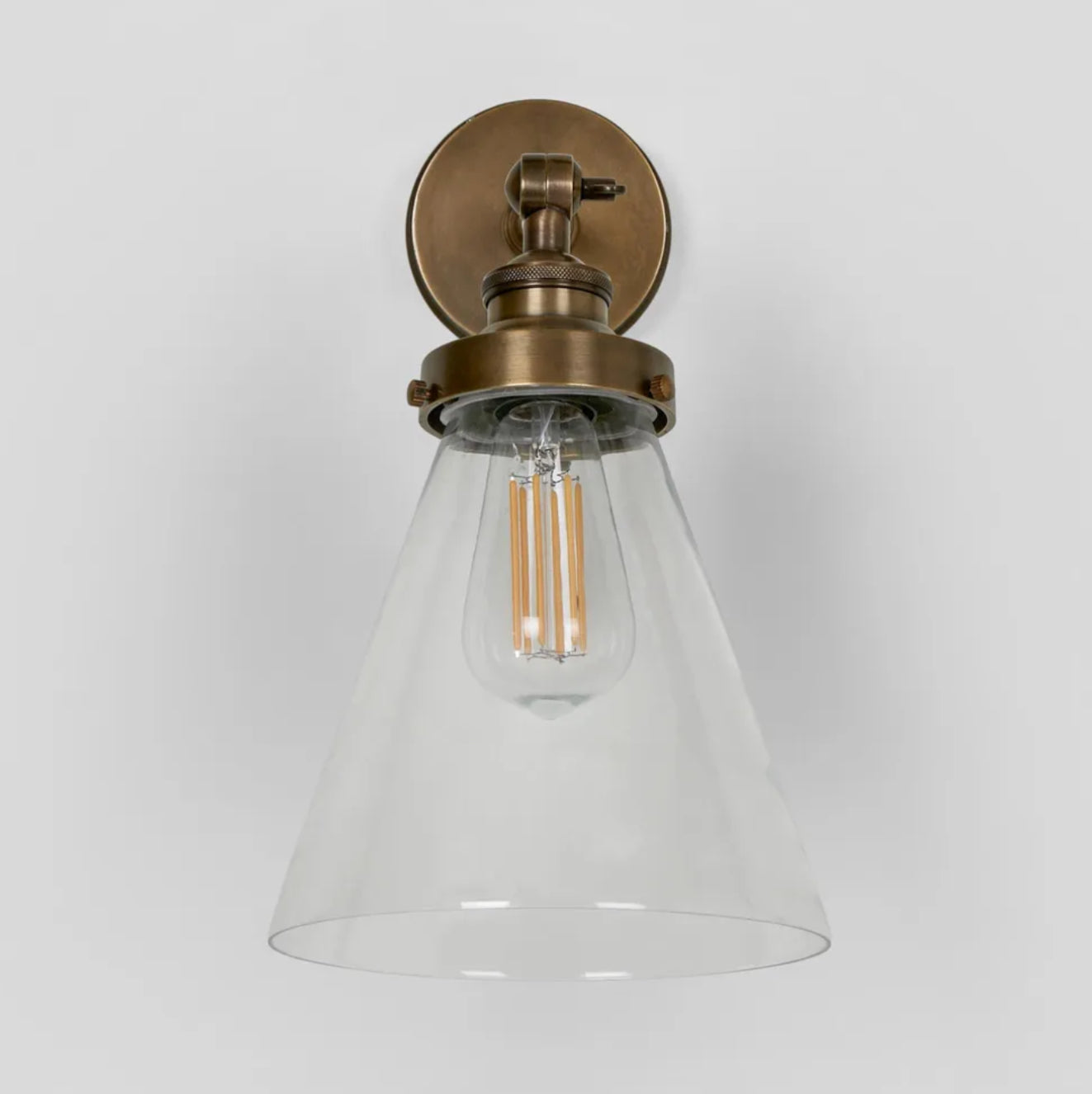 Glass Shade Wall Light in Antique Brass