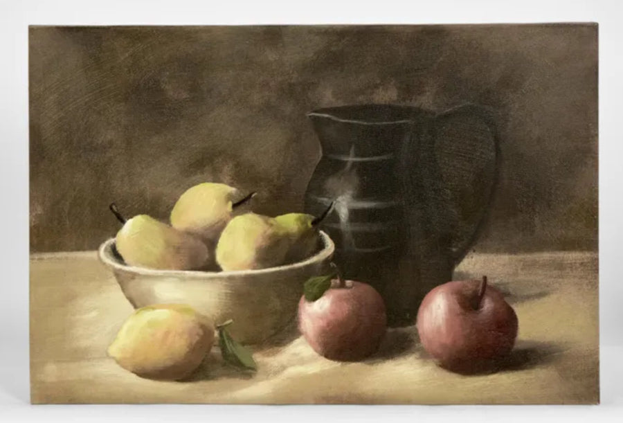 Black Jug & Fruit Bowl Still Life Canvas