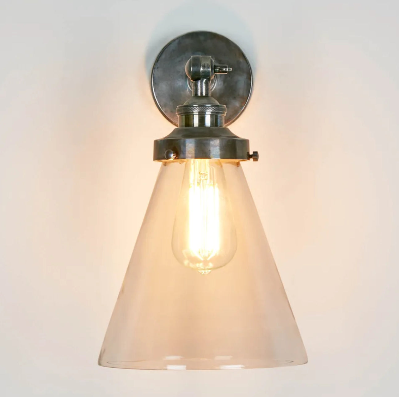 Glass Shade Wall Light in Antique Silver