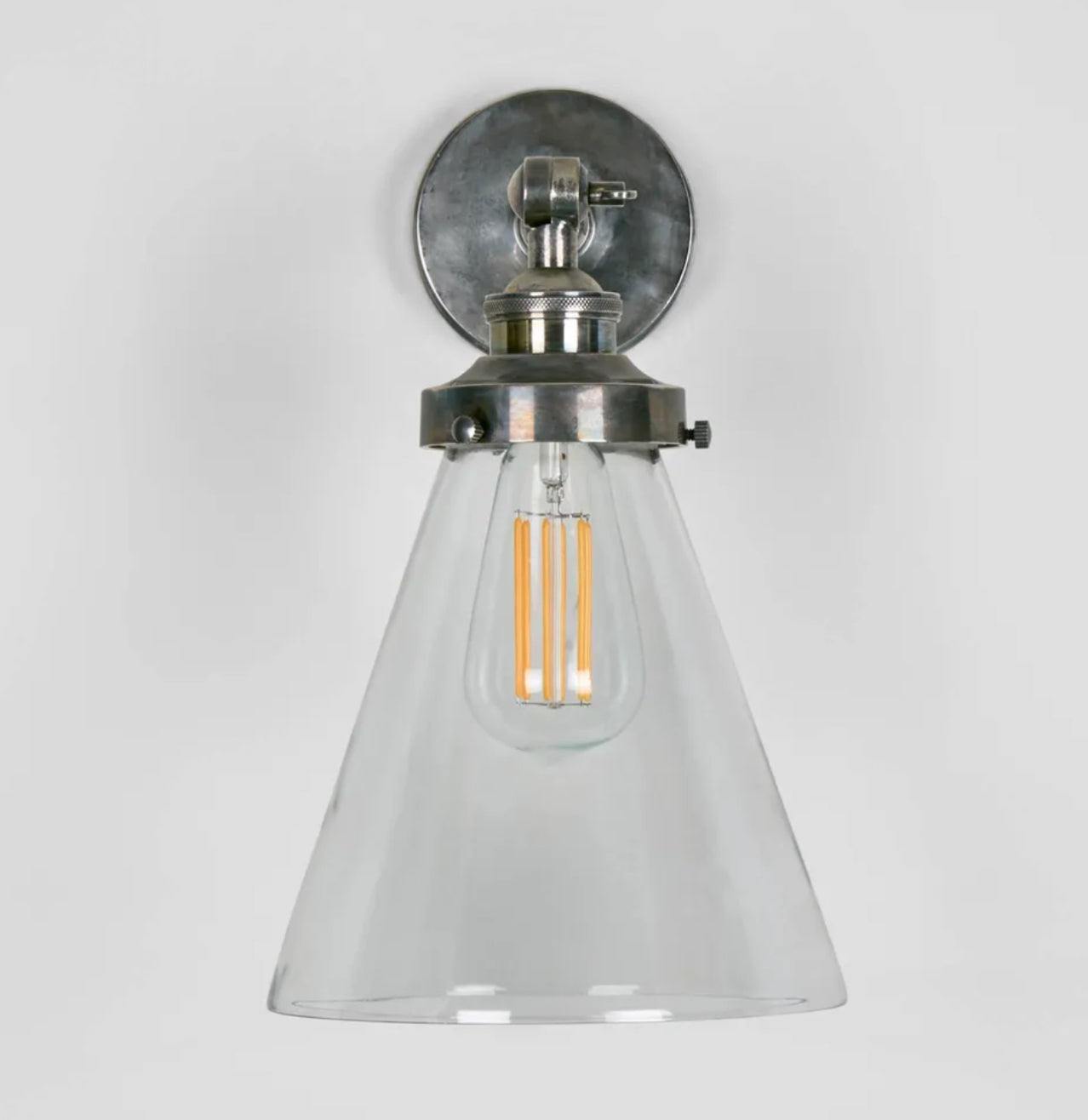 Glass Shade Wall Light in Antique Silver