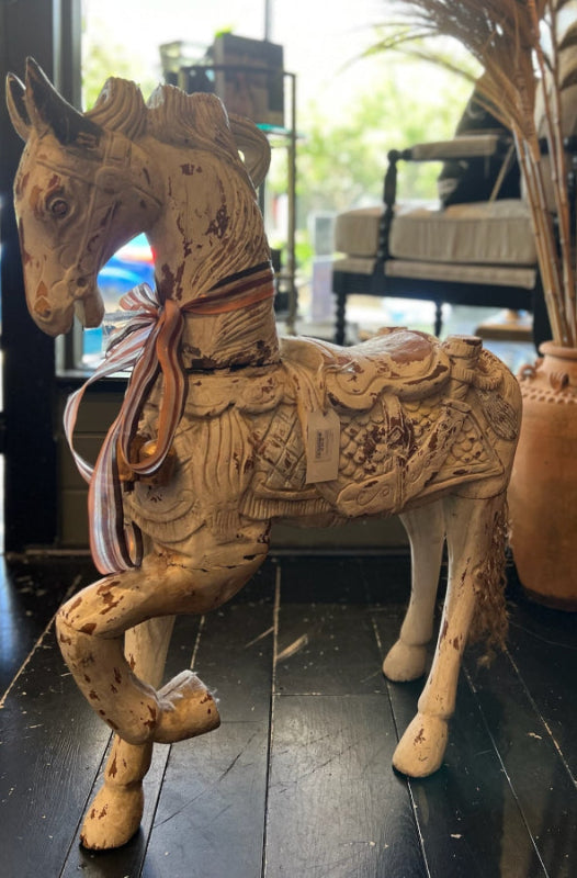 Vintage Carved Timber Trojan Horse - As Found