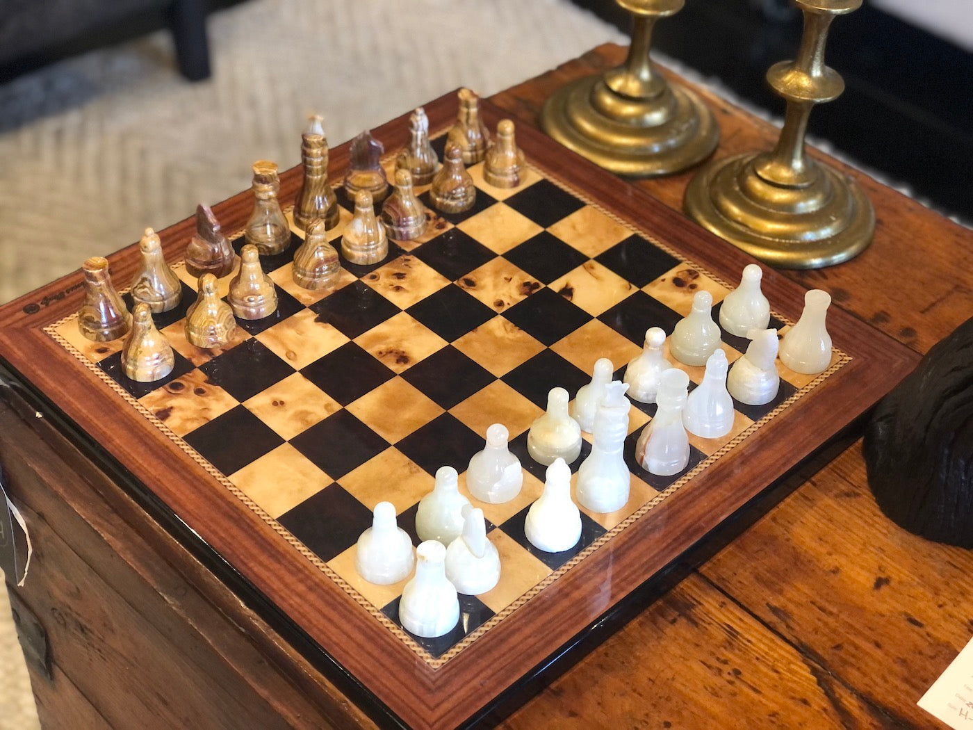 SOLD - Vintage Onyx Chess Board Made in Italy SOLD