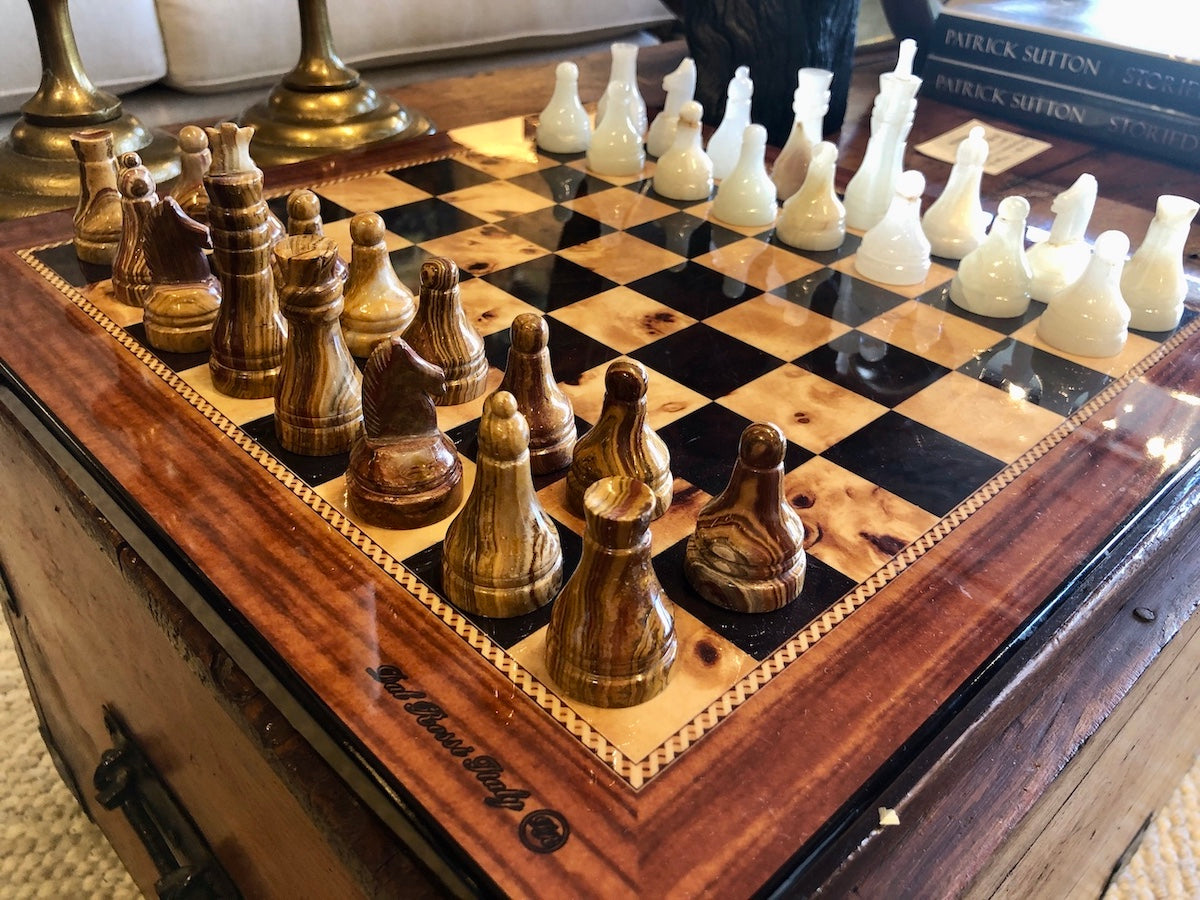 SOLD - Vintage Onyx Chess Board Made in Italy SOLD