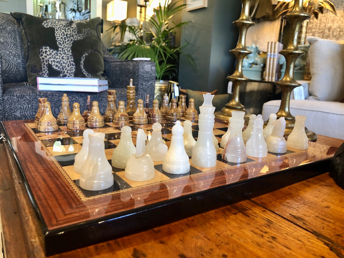 SOLD - Vintage Onyx Chess Board Made in Italy SOLD