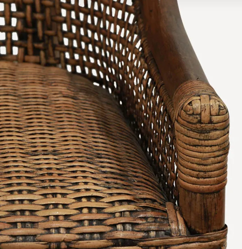 Rattan and Cane Dining Chair with padded seat