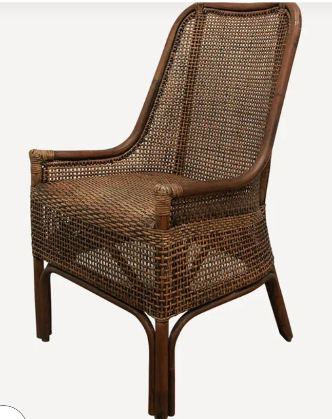 Rattan and Cane Dining Chair with padded seat