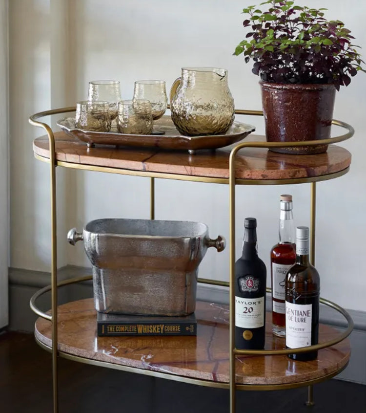 Marble and Iron Bar Cart