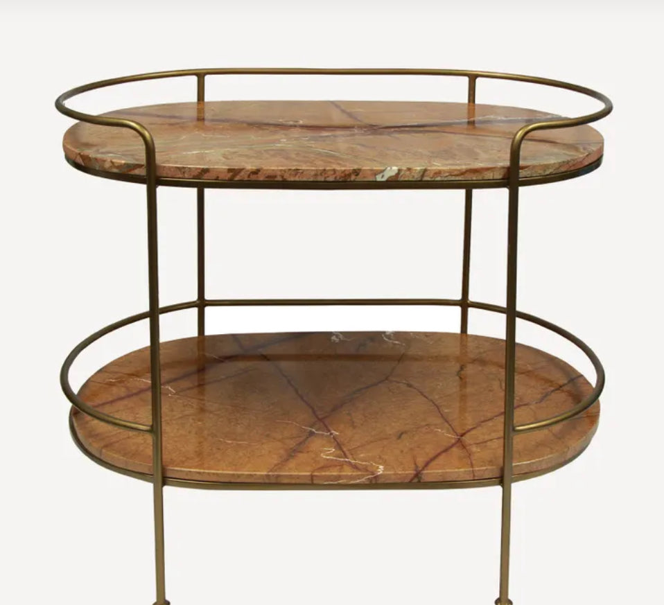Marble and Iron Bar Cart