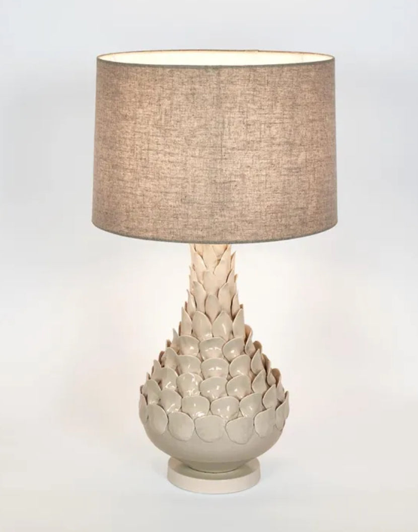 Ceramic Table Lamp with Natural Linen Shade