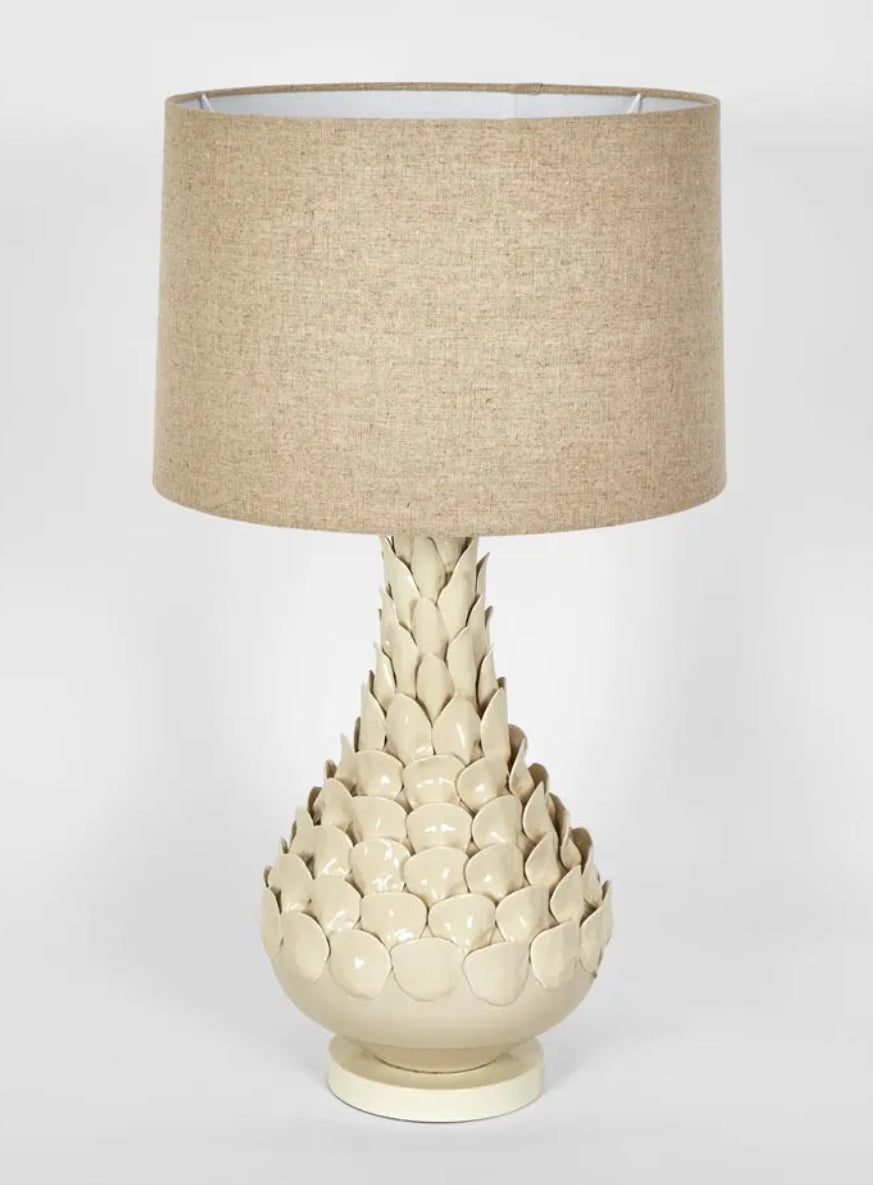 Ceramic Table Lamp with Natural Linen Shade