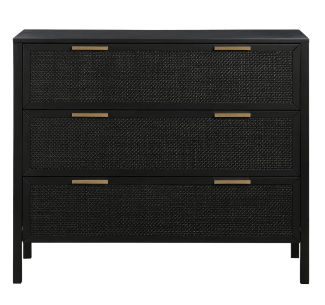 Timber & Rattan Chest of Drawers / Bedside.
