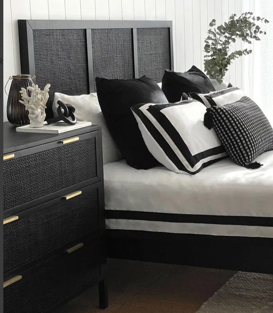 Timber & Rattan Chest of Drawers / Bedside.