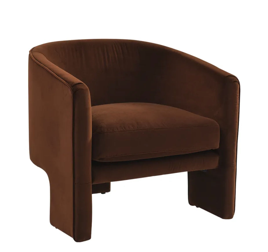 Dark Chocolate Velvet Arm Chair