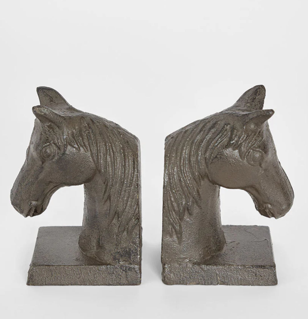 Cast Iron Horse Bust Bookends