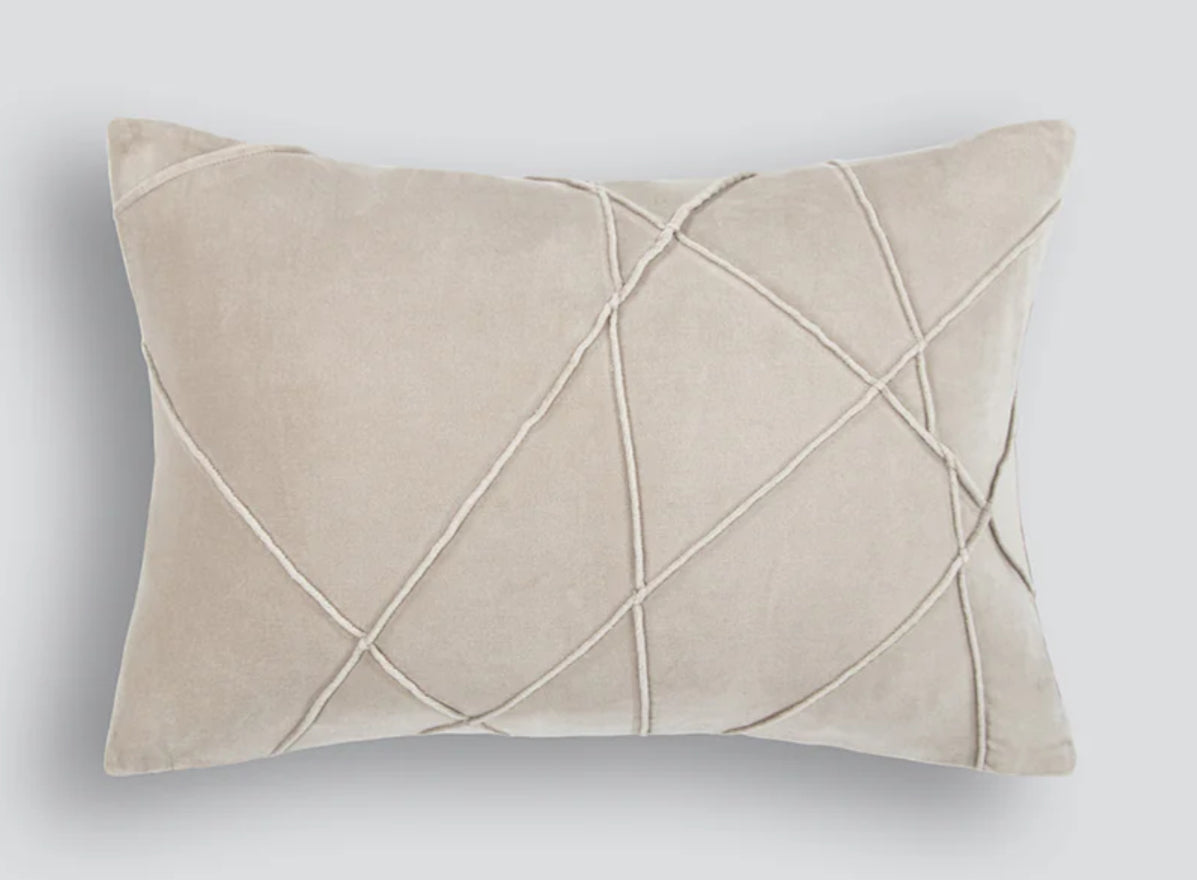 Pleated Velvet Cushion in Taupe, 35 x 50