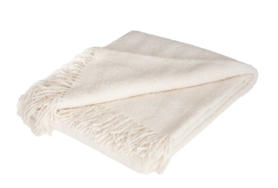 Alpaca Boucle Throw - Ivory