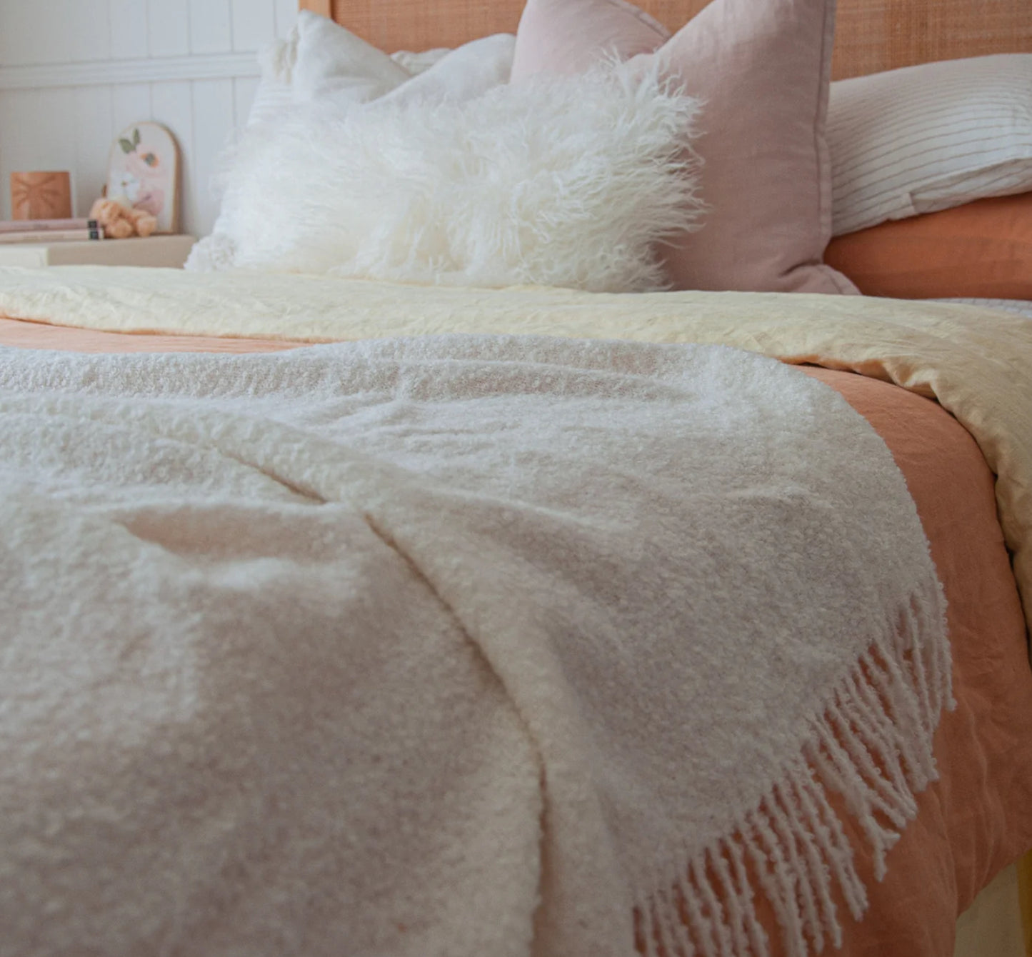 Alpaca Boucle Throw - Ivory