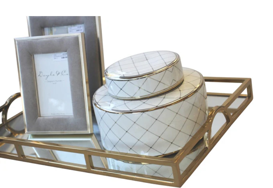 Gold Mirrored tray.