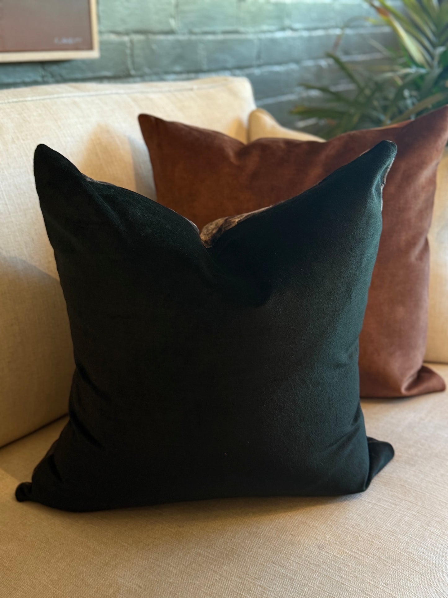 Lotus Night Chenille and Velvet Cushion