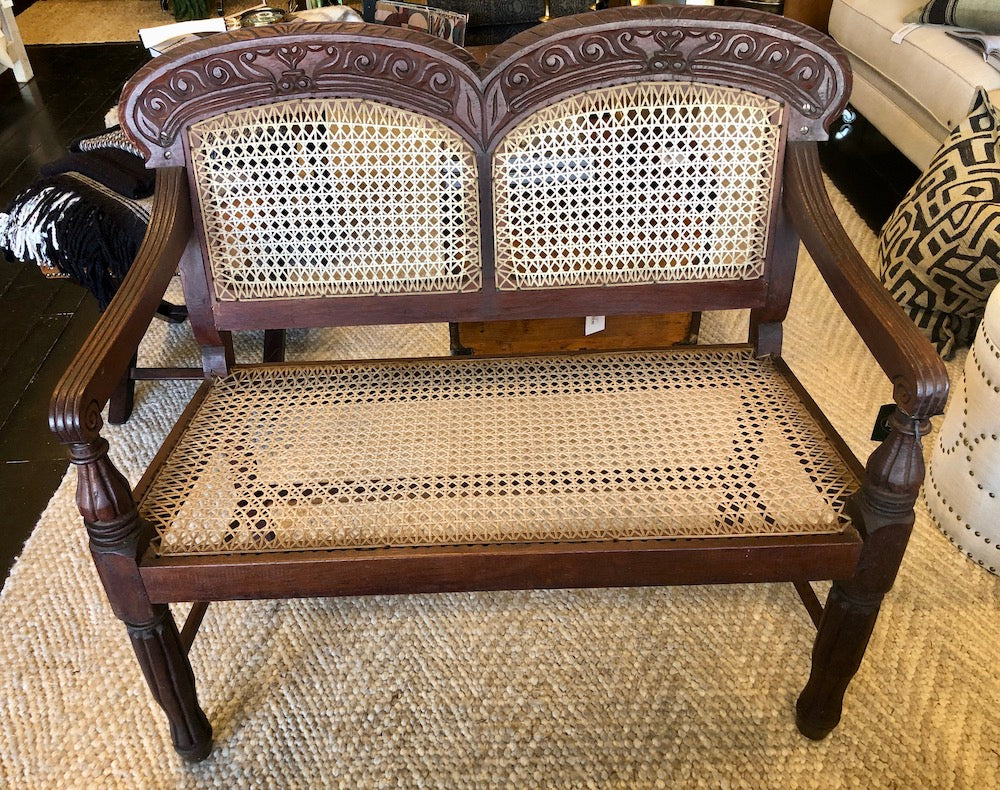 SOLD - Indonesian Carved Wood Bench