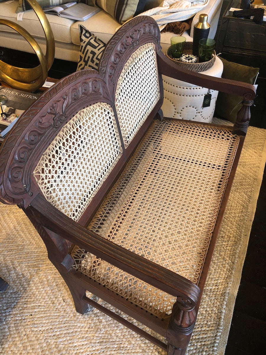 SOLD - Indonesian Carved Wood Bench
