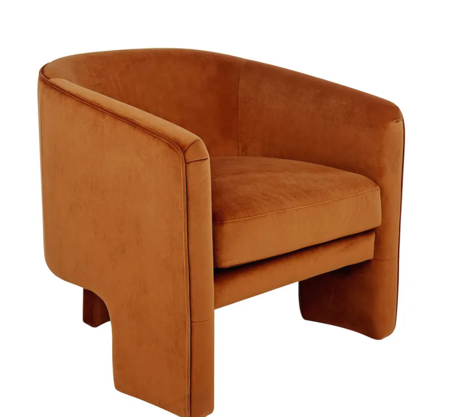 Camel Velvet Arm Chair