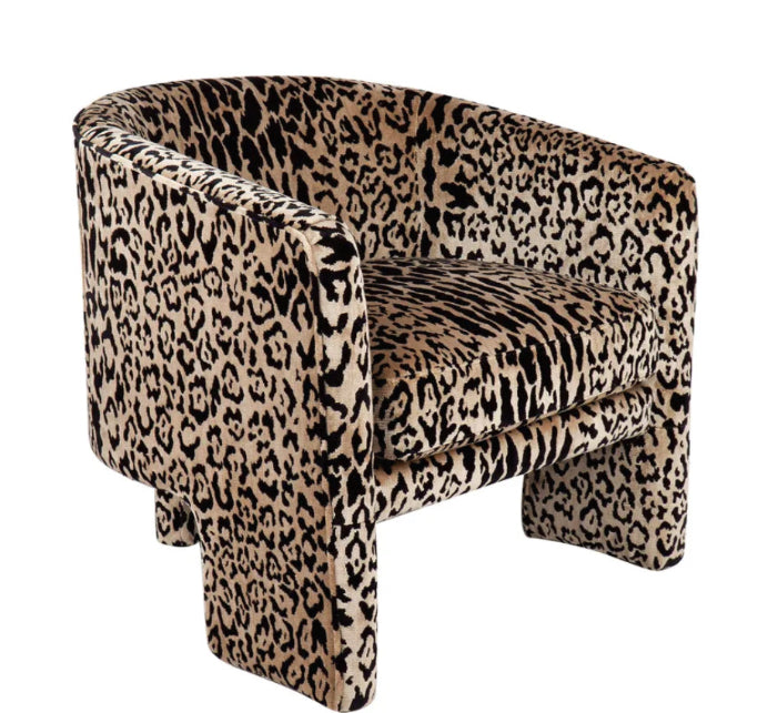Leopard Chenille Velvet Arm Chair