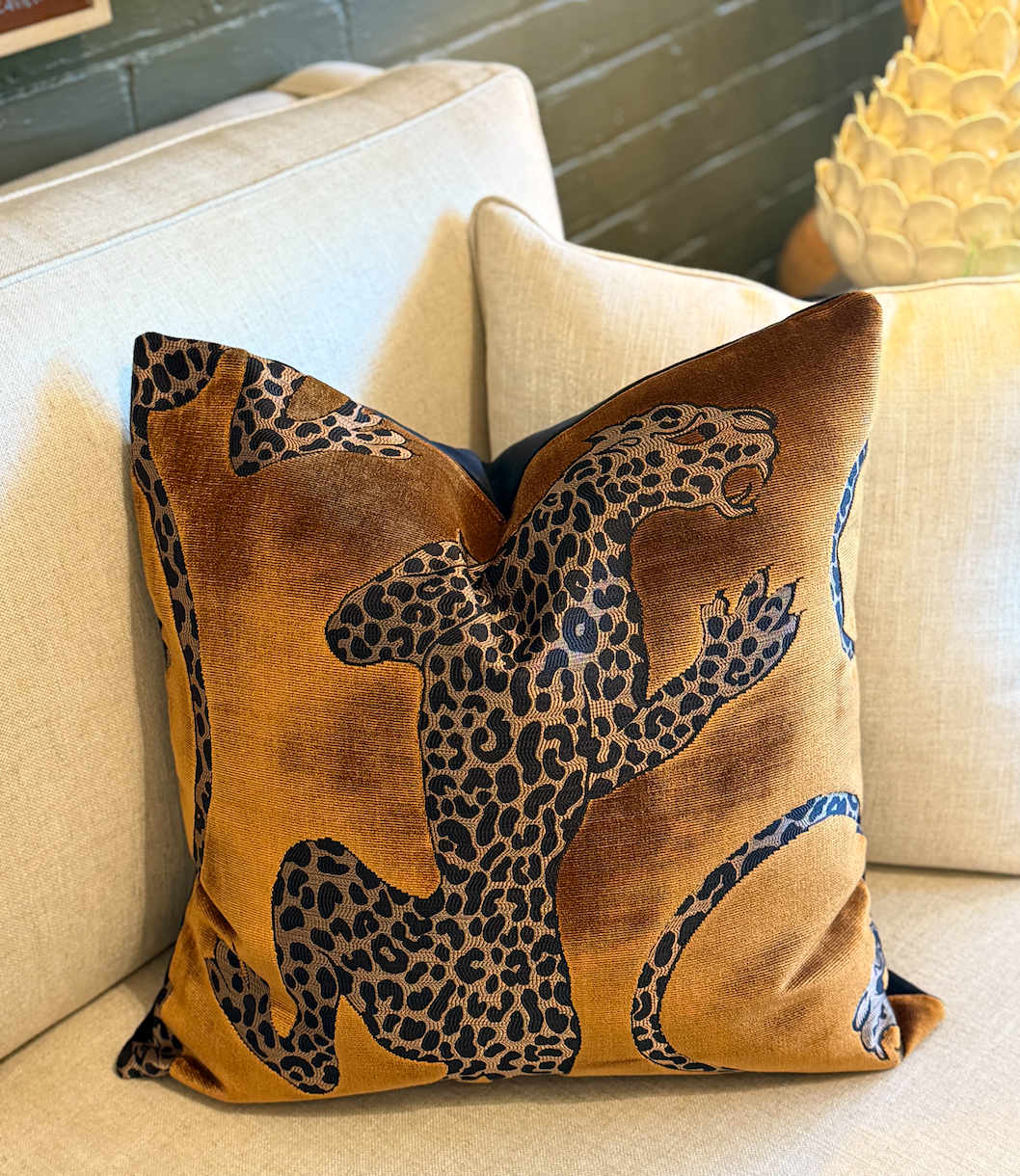 Panthera Velvet Cushion: Gold 55cm