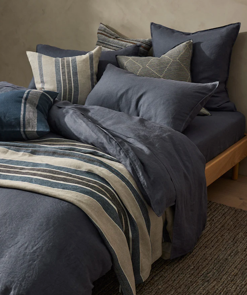 Ravello French Bed Linen - Denim (Blue)