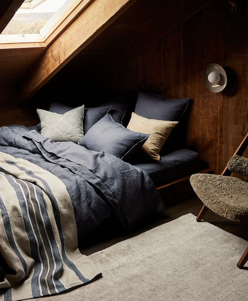 Ravello French Bed Linen - Denim (Blue)