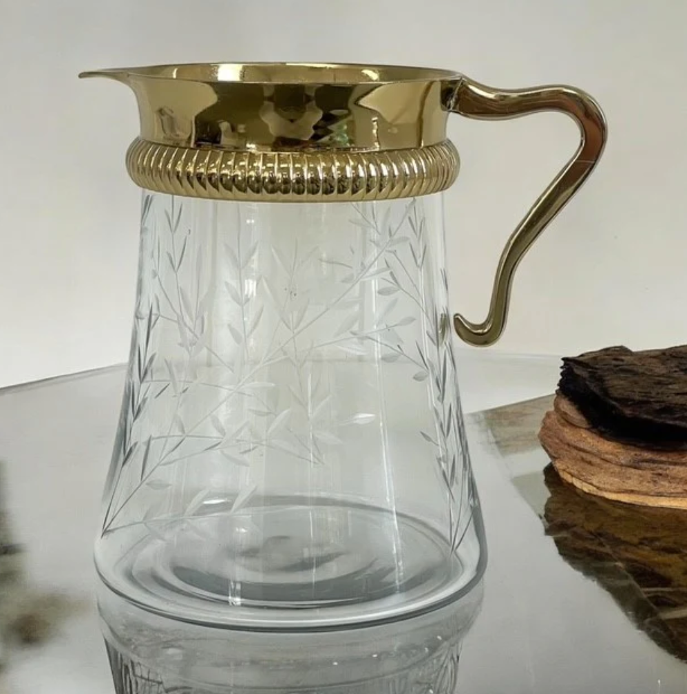 Jupiter Jug - Gold with Etched Glass