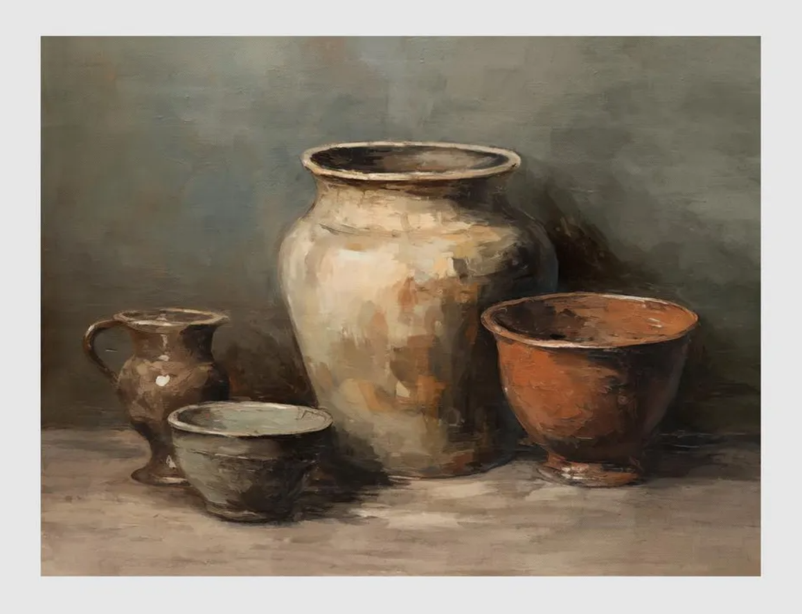 Rustic Pottery Still Life Canvas