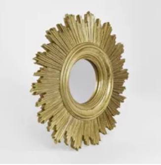Gilt Round Sunburst Deco Mirror