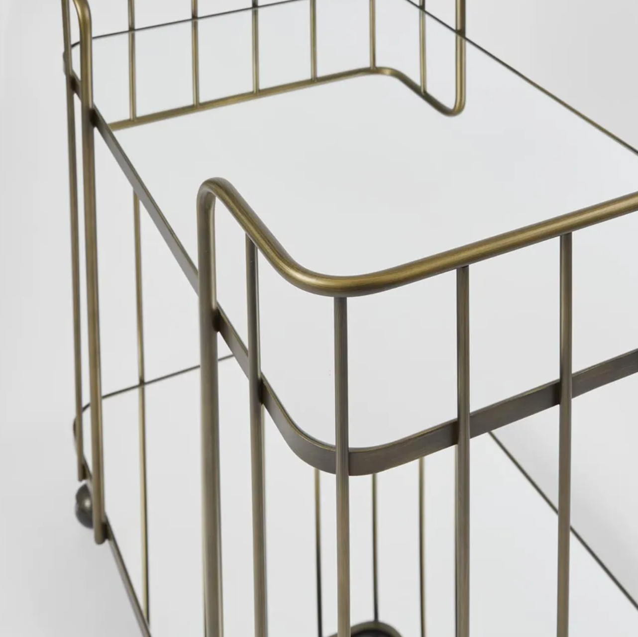 Two-Tiered Mirrored Bar Cart with Bronze Finish