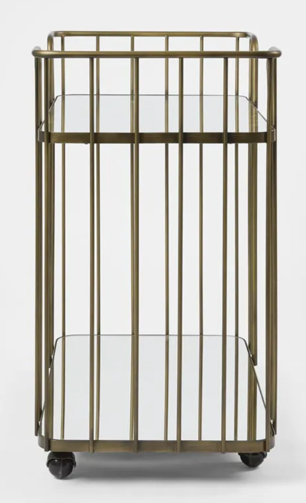 Two-Tiered Mirrored Bar Cart with Bronze Finish