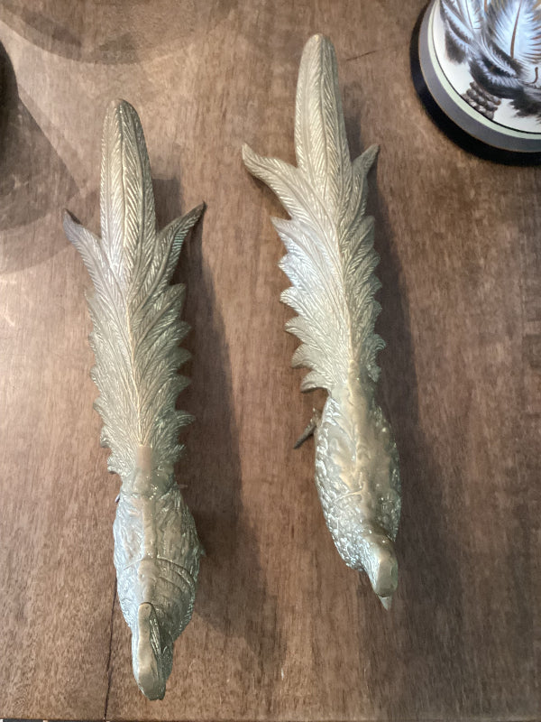 Vintage Brass Pheasants Set