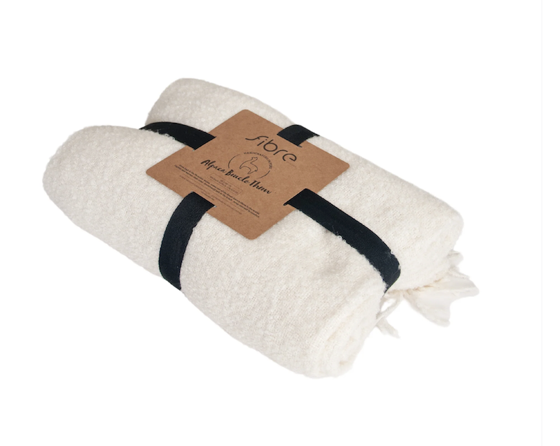 Alpaca Boucle Throw - Tan