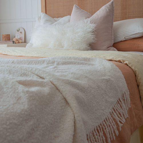 Alpaca Boucle Throw - Tan