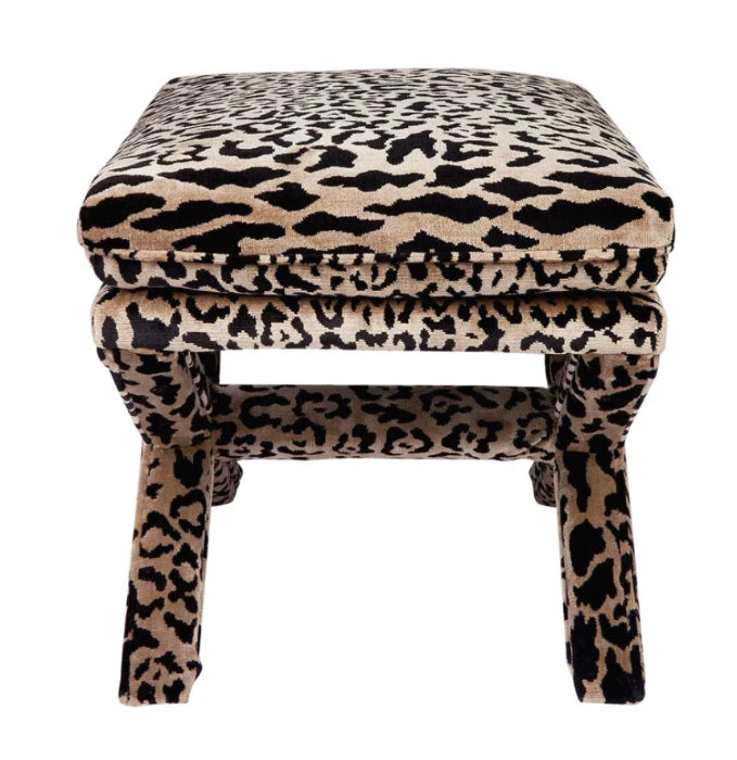 Leopard Velvet Stool