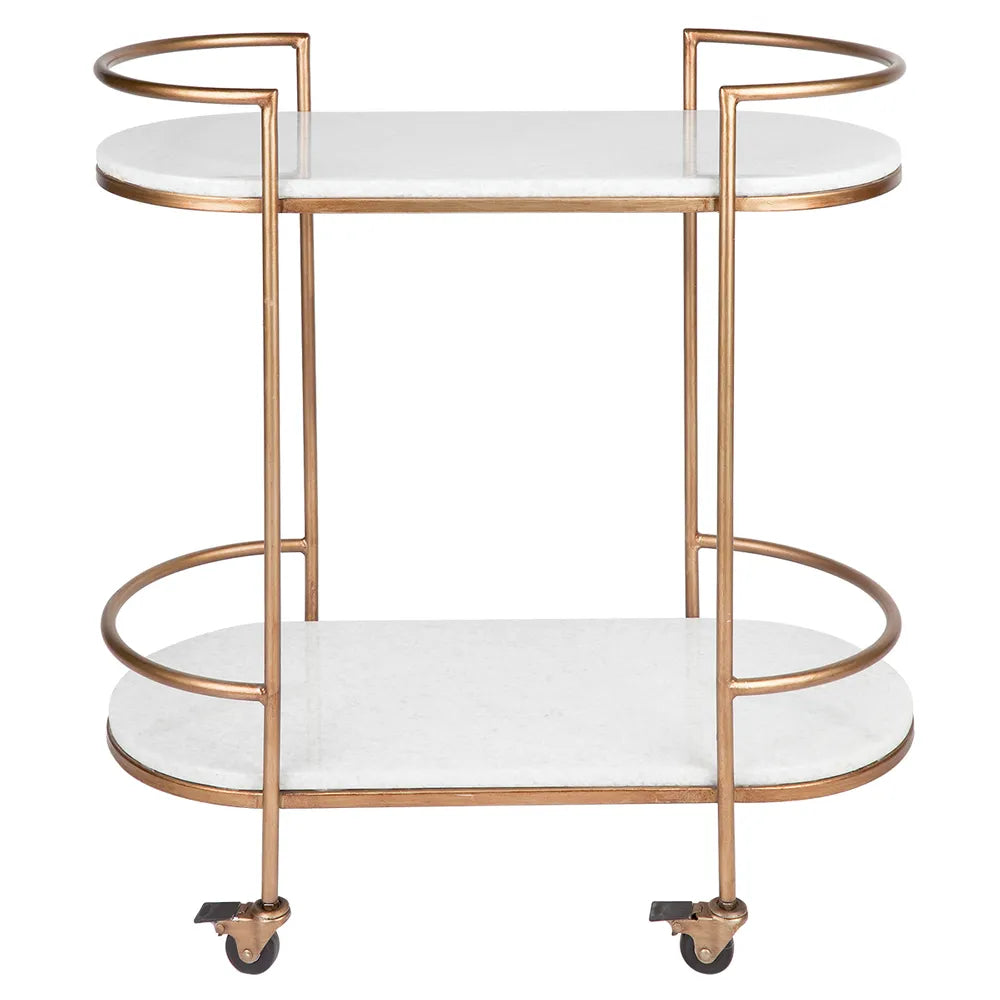 Antique Gold and Stone Bar Cart