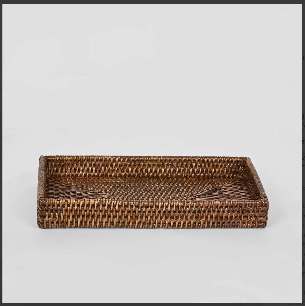 Rattan Rectangular Tray Tidy  - Antique Brown - 30cm