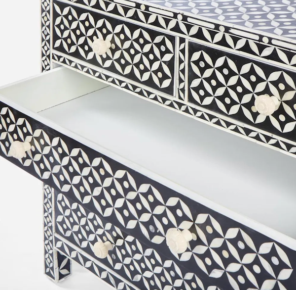 Stella Black & White Bone Inlay Chest of Drawers